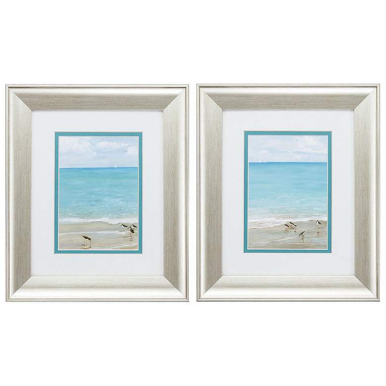 Image 1 Sunday at the Shore 11"W x 13"H Framed Art Set of 2