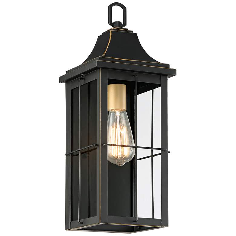 Image 2 Sunderland 15" High Black Warm Gold Sconce Lantern Wall Sconce