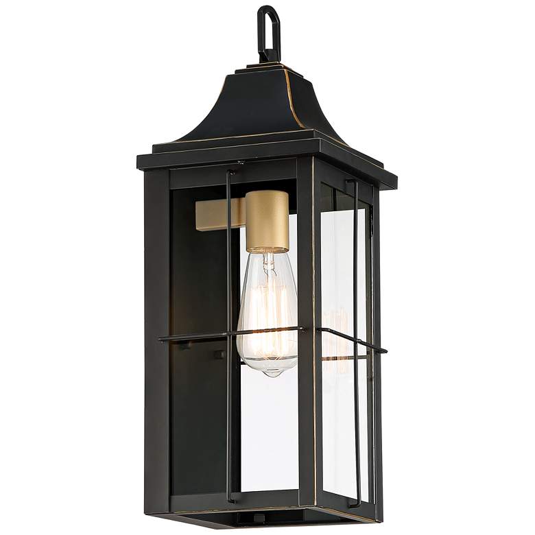 Image 5 Sunderland 18 1/2 inch High Black Finish Steel Outdoor Wall Light Lantern more views