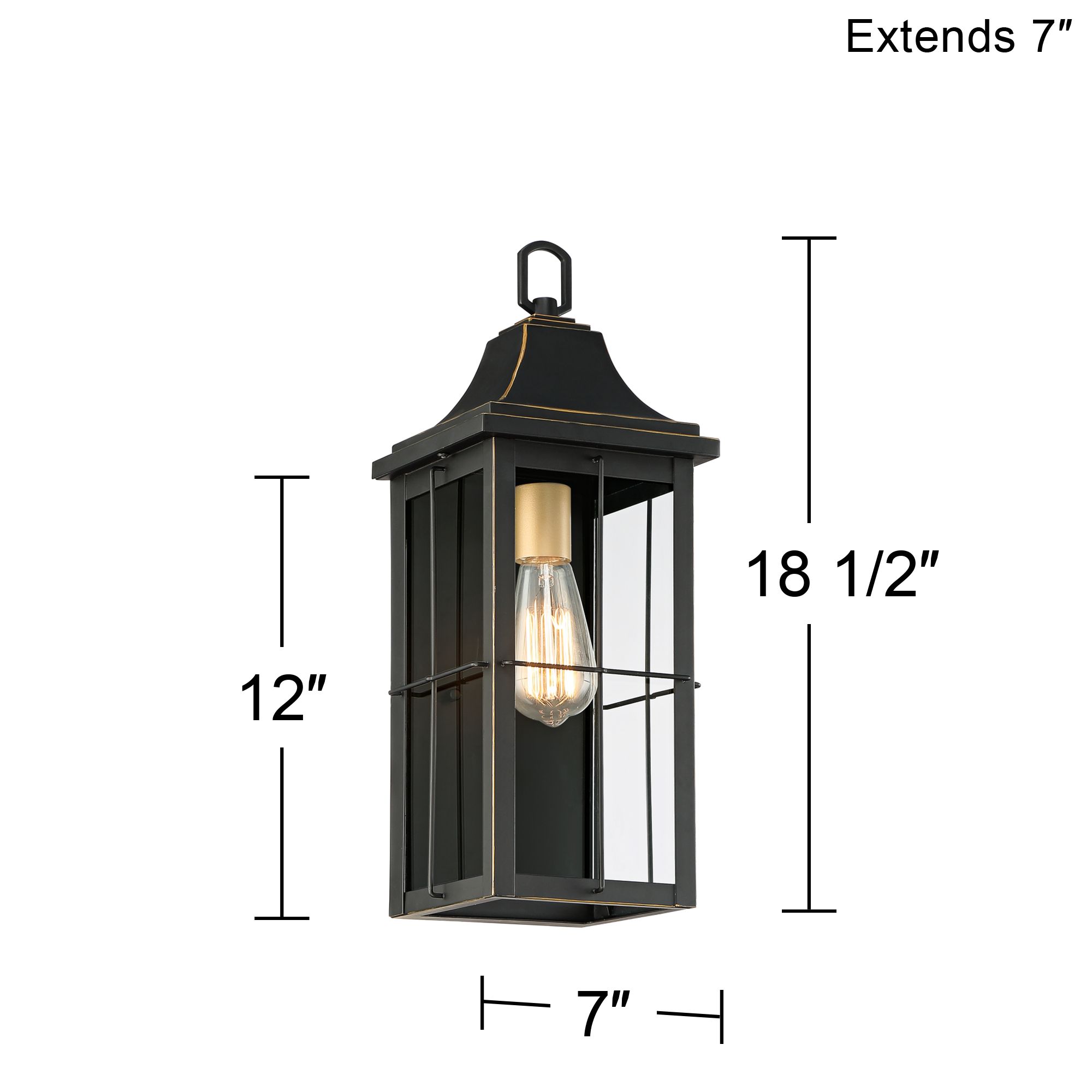 Sunderland 18 1/2" High Black Finish Steel Outdoor Wall Light Lantern in scene