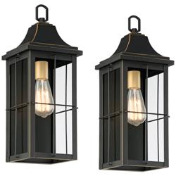 Sunderland 18 1/2" High Black Finish Steel Outdoor Wall Light Set of 2