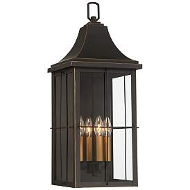 Image2 of Sunderland 24 3/4" High Black and Warm Gold Outdoor Wall Light Lantern