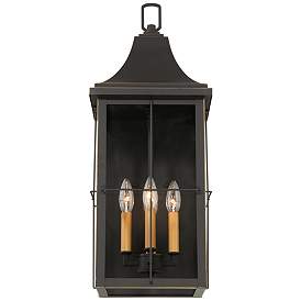 Image5 of Sunderland 24 3/4" High Black and Warm Gold Outdoor Wall Light Lantern more views