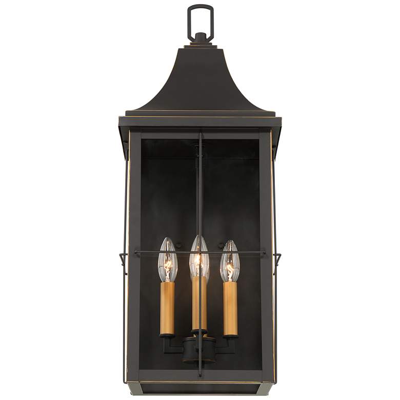 Image 5 Sunderland 24 3/4 inch High Black and Warm Gold Outdoor Wall Light Lantern more views