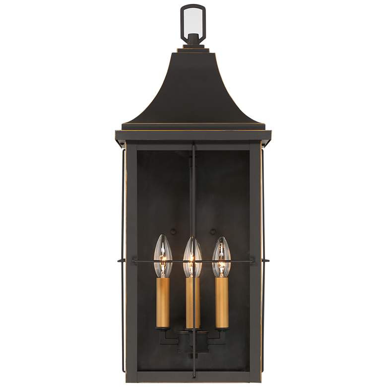 Image 6 Sunderland 24 3/4 inch High Black and Warm Gold Outdoor Wall Light Lantern more views