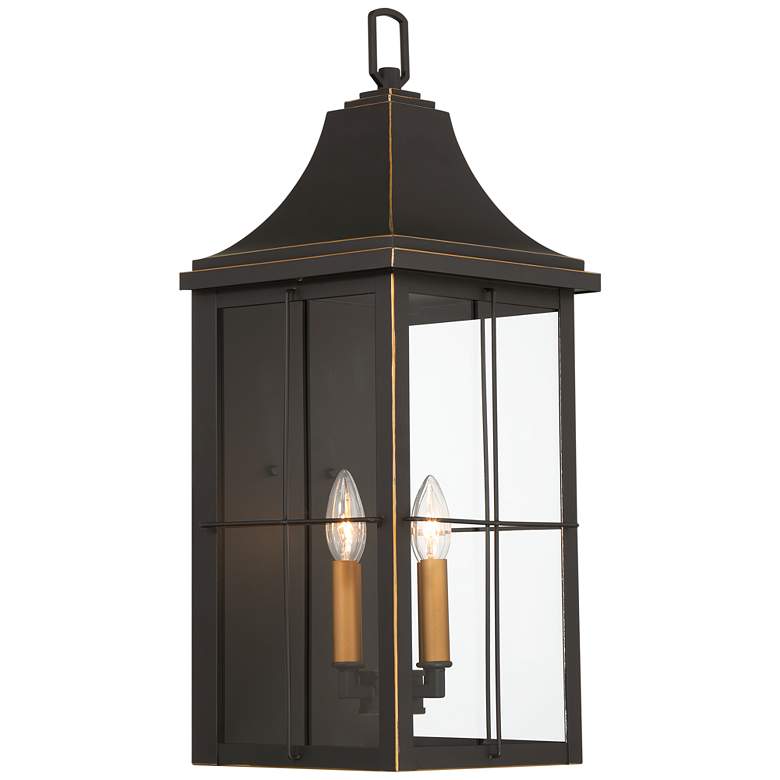 Image 7 Sunderland 24 3/4 inch High Black and Warm Gold Outdoor Wall Light Lantern more views