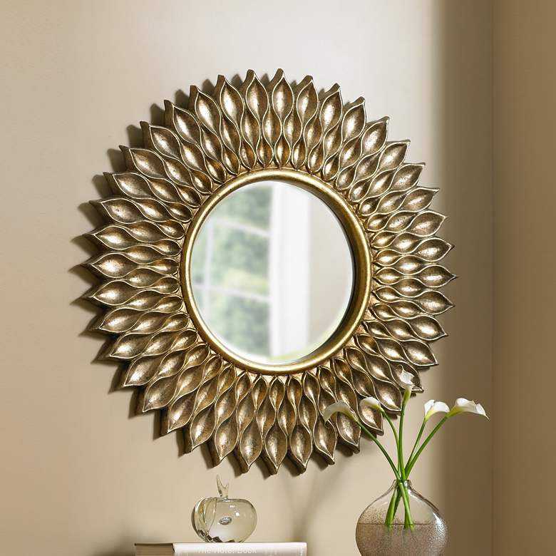 Image 1 Sunflower 36 inch Wide Antique Gold Wall Mirror