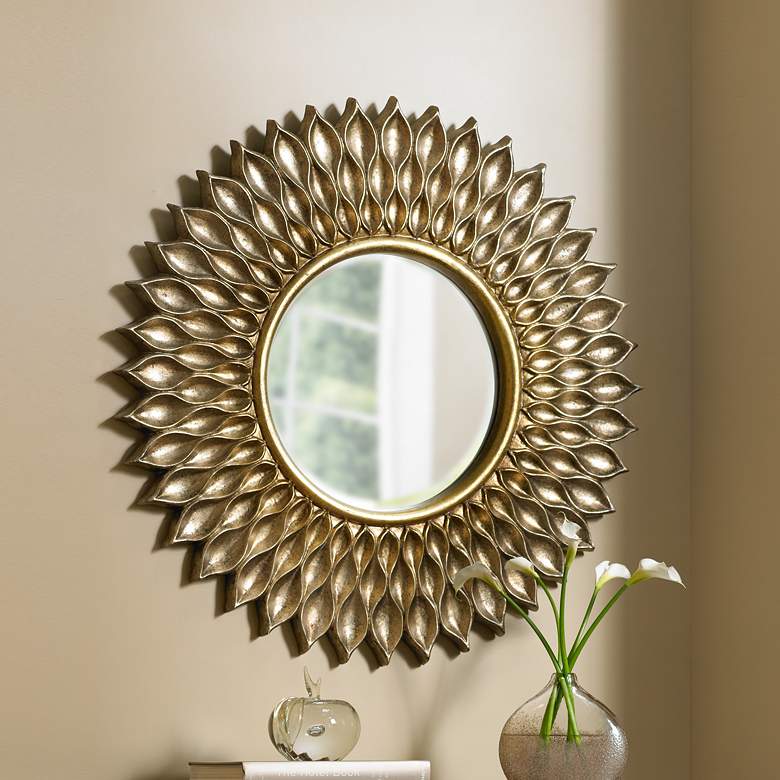 Image 1 Sunflower 36" Wide Antique Gold Wall Mirror