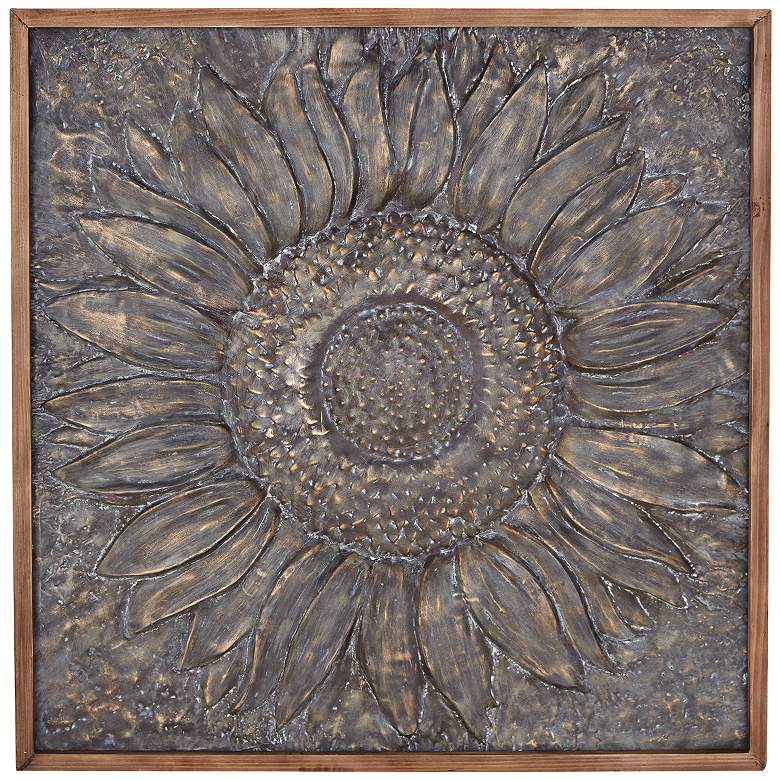 Image 2 Sunflower 39 inch Square Sunburst Metal Framed Wall Art