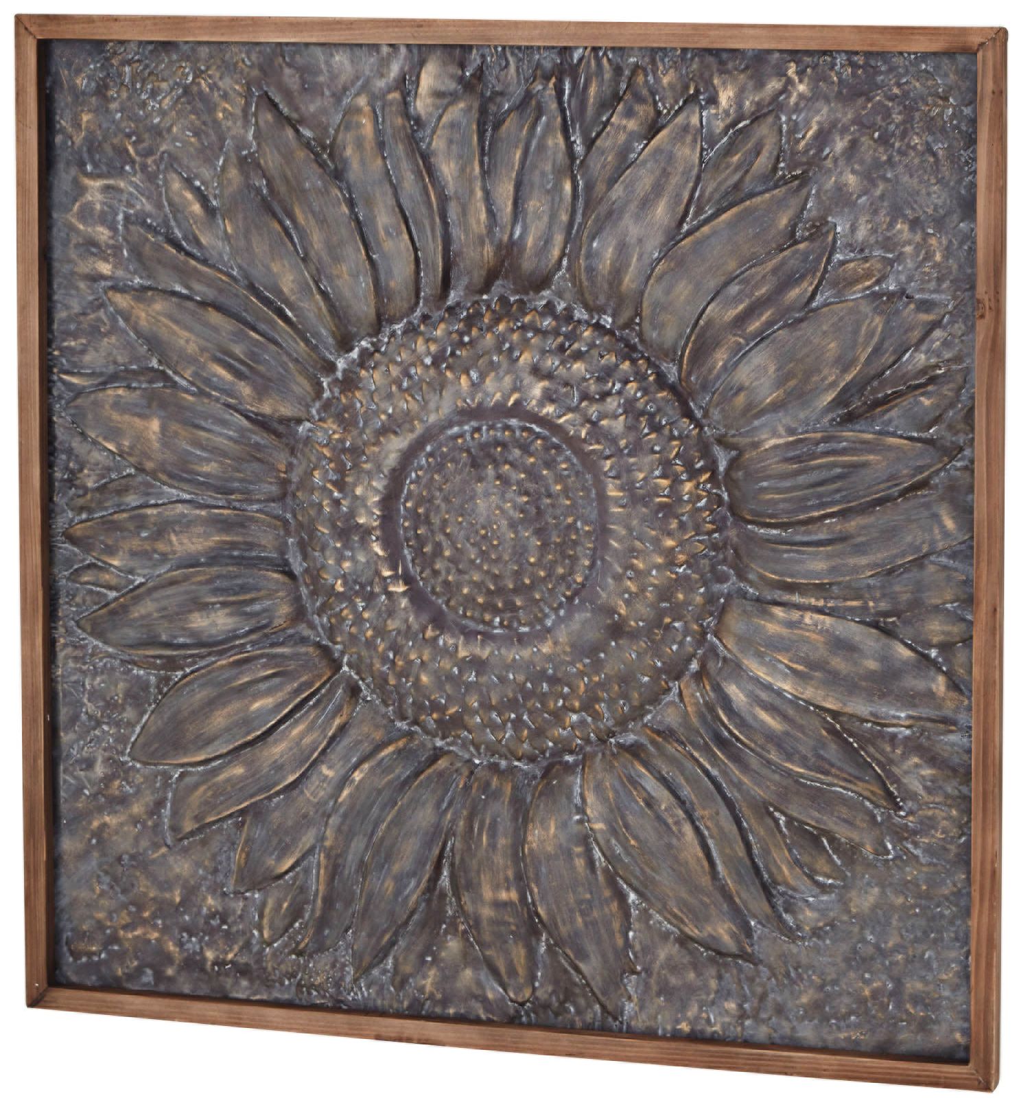 Image 3 Sunflower 39" Square Sunburst Metal Framed Wall Art more views