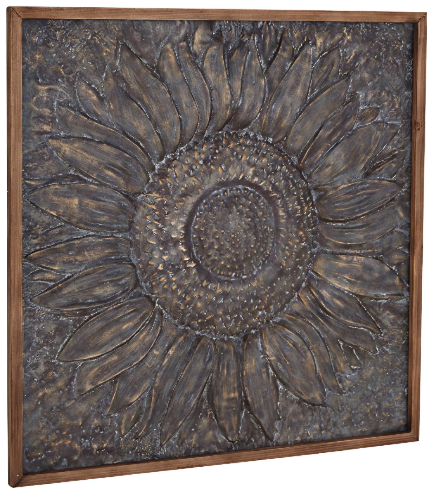 Image 4 Sunflower 39" Square Sunburst Metal Framed Wall Art more views