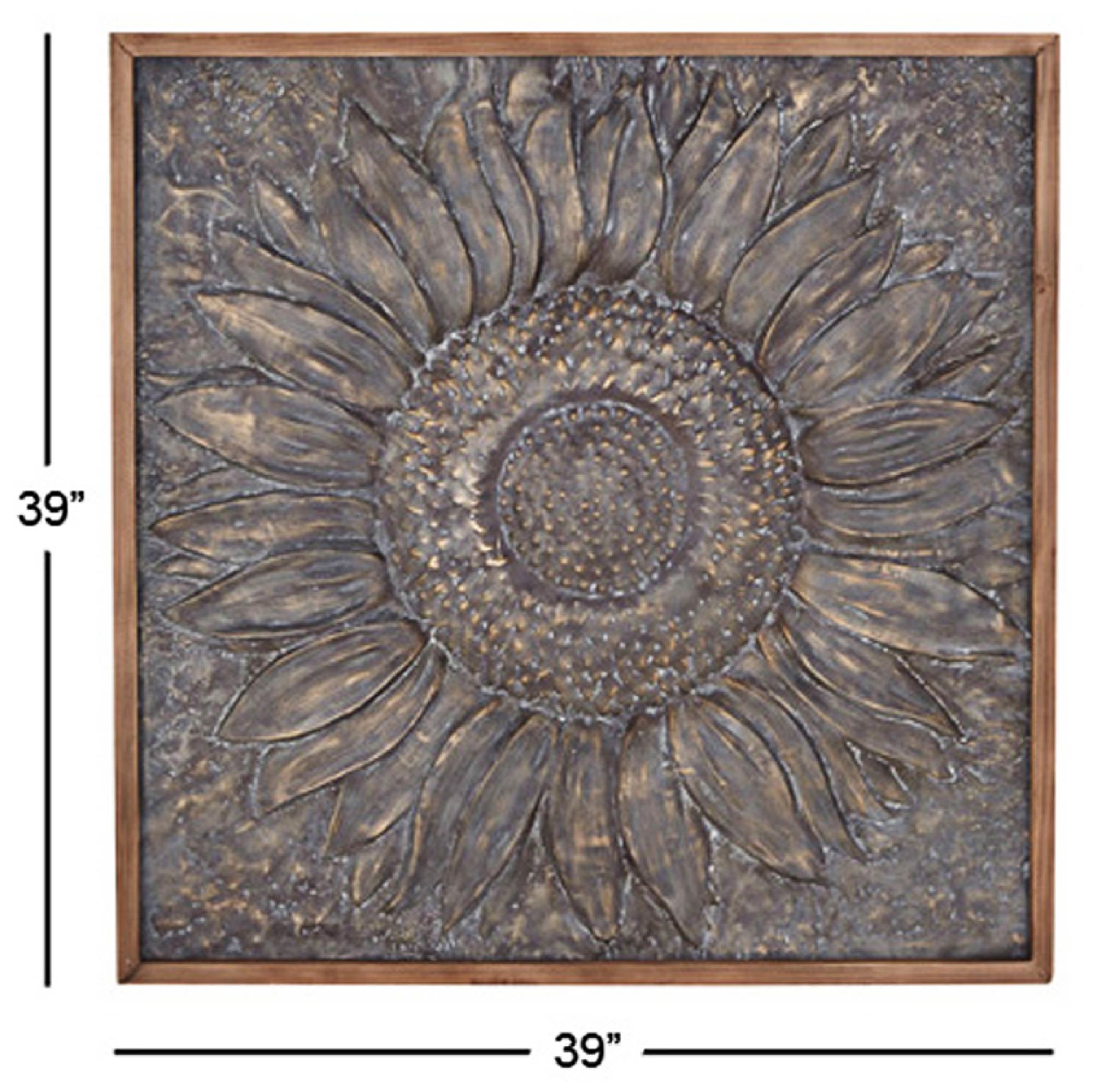 Image 5 Sunflower 39" Square Sunburst Metal Framed Wall Art more views