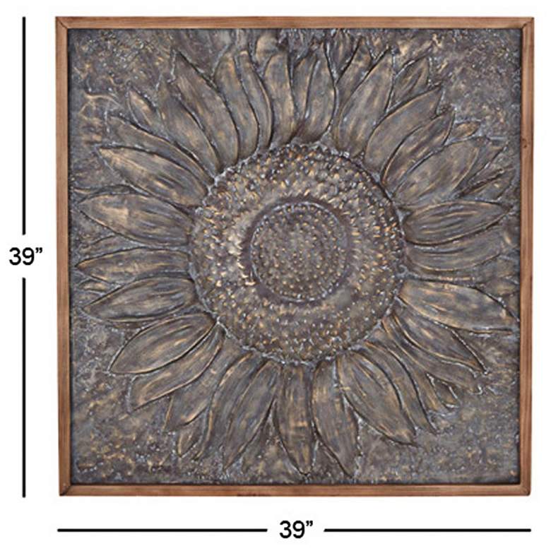 Image 5 Sunflower 39" Square Sunburst Metal Framed Wall Art more views