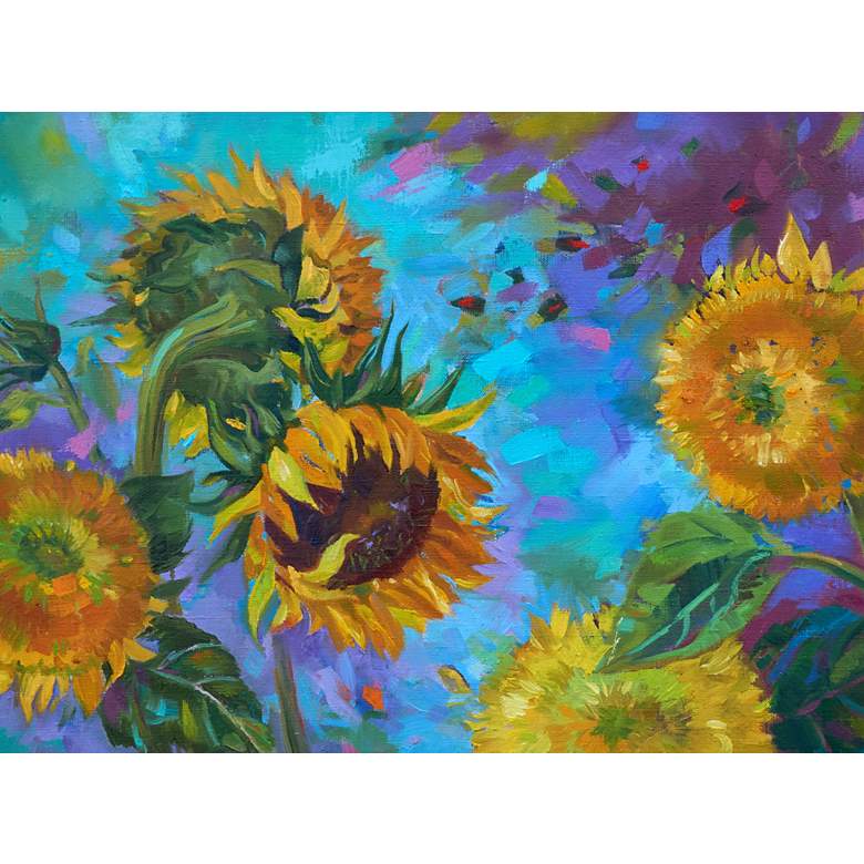 Image 1 Sunflower On Blue 40"W All-Weather Outdoor Canvas Wall Art