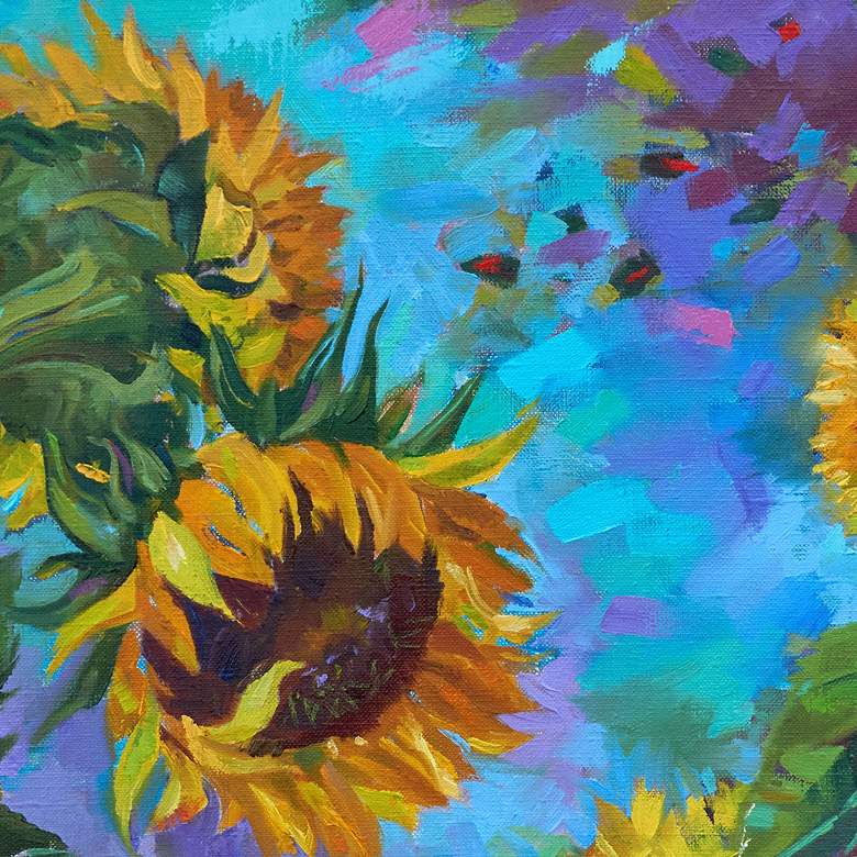 Image 2 Sunflower On Blue 40"W All-Weather Outdoor Canvas Wall Art more views