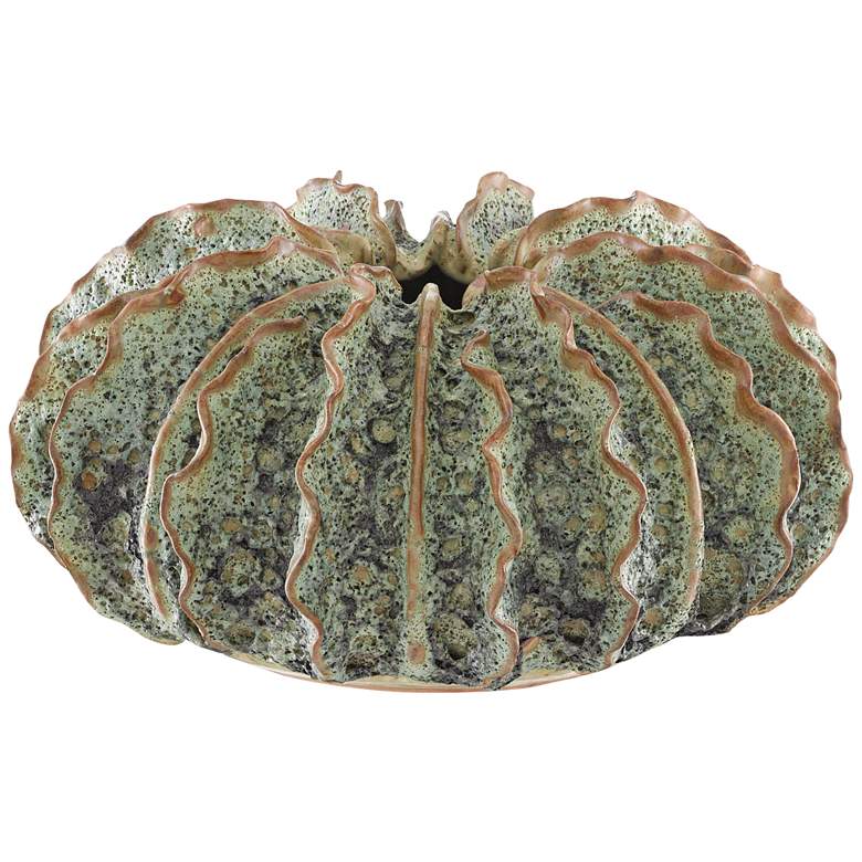 Image 1 Sunken Boat Moss Green 13 1/4" Wide Wings Ceramic Vase