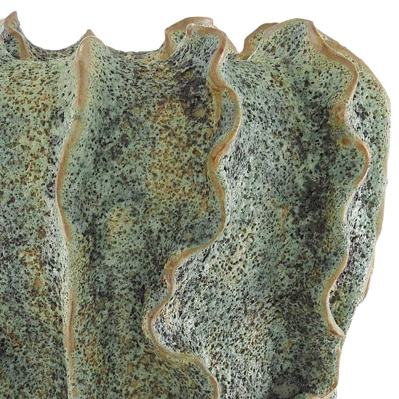 Image 2 Sunken Boat Moss Green 13" High Swirl Ceramic Vase more views