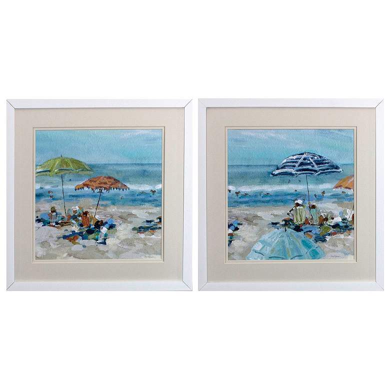 Image 1 Sunny Beach Time 17"W x 17"H Framed Art Set of 2