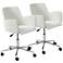 Sunny Chrome and White Leatherette Adjustable Office Chair