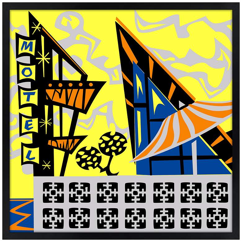 Image 1 Sunny Motel 21" Square Black Giclee Wall Art