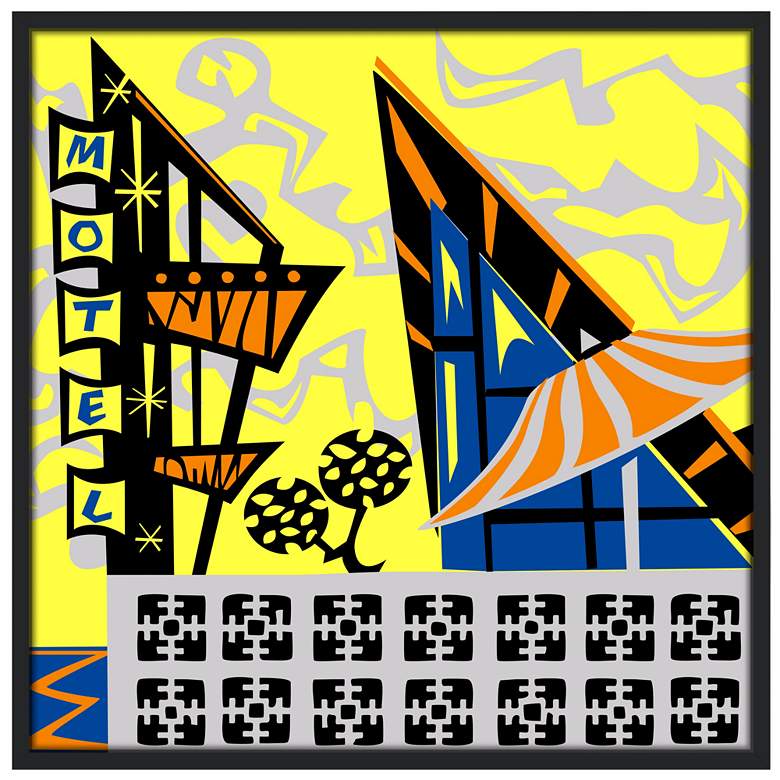 Image 1 Sunny Motel 37" Square Black Giclee Wall Art