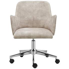 Image5 of Sunny Pro Beige Velvet Adjustable Swivel Office Chair more views