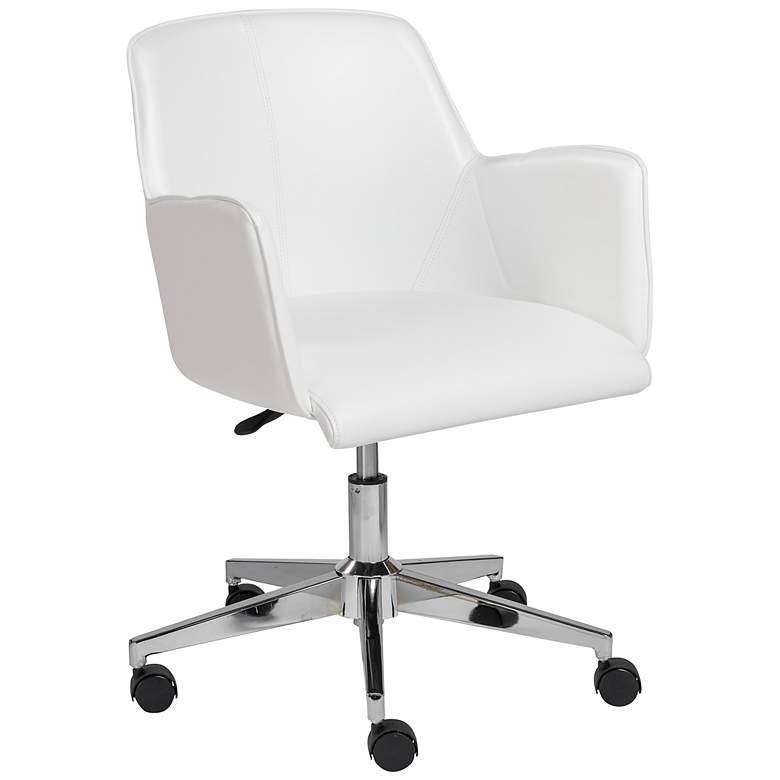 Image 2 Sunny Pro White Leatherette Adjustable Swivel Office Chair