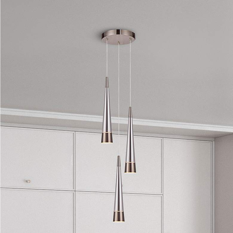 Image 1 Sunnyvale 11.5" Wide 3.Light Pearl Black And Smoke Pendant