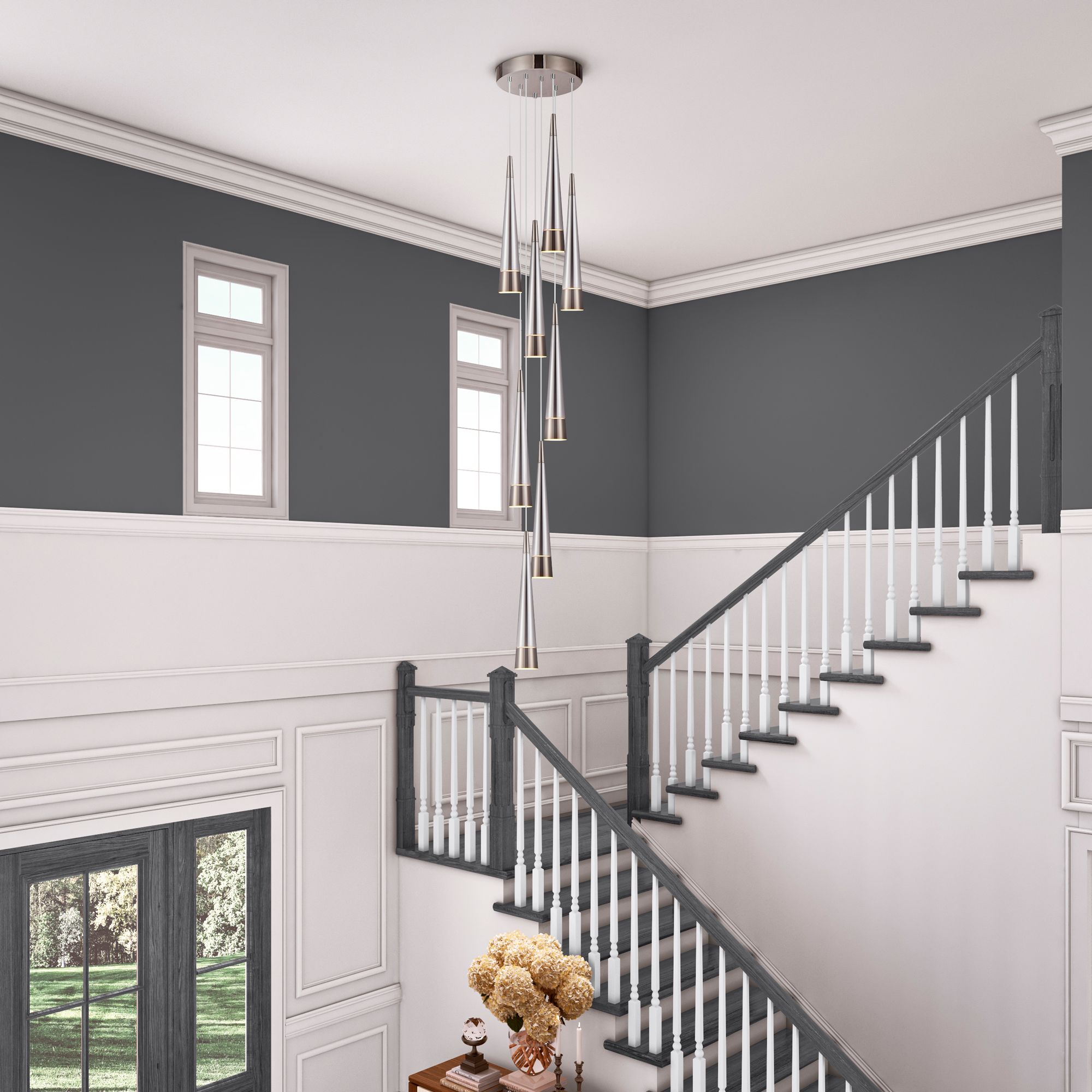 Image 2 Sunnyvale 15.8" Wide 9.Light Pearl Black And Smoke Pendant more views