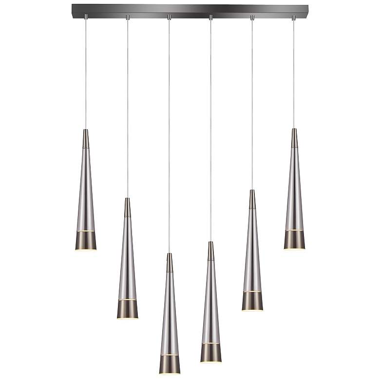 Image 1 Sunnyvale 17" Wide 6.Light Pearl Black And Smoke Island Light