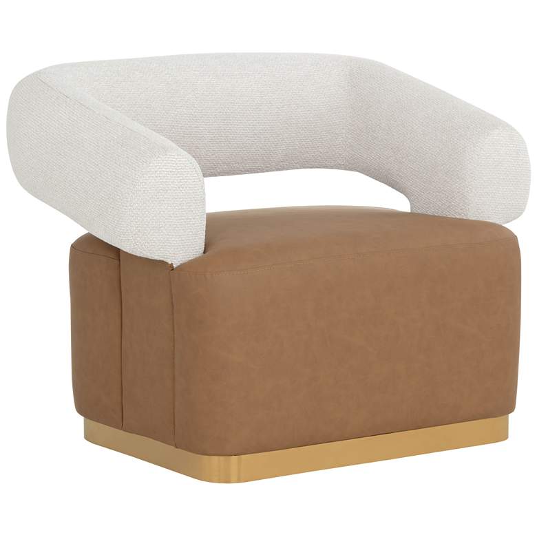 Image 1 Sunpan Aggie Swivel Lounge Chair Milliken Cognac and Rhea Light Barley
