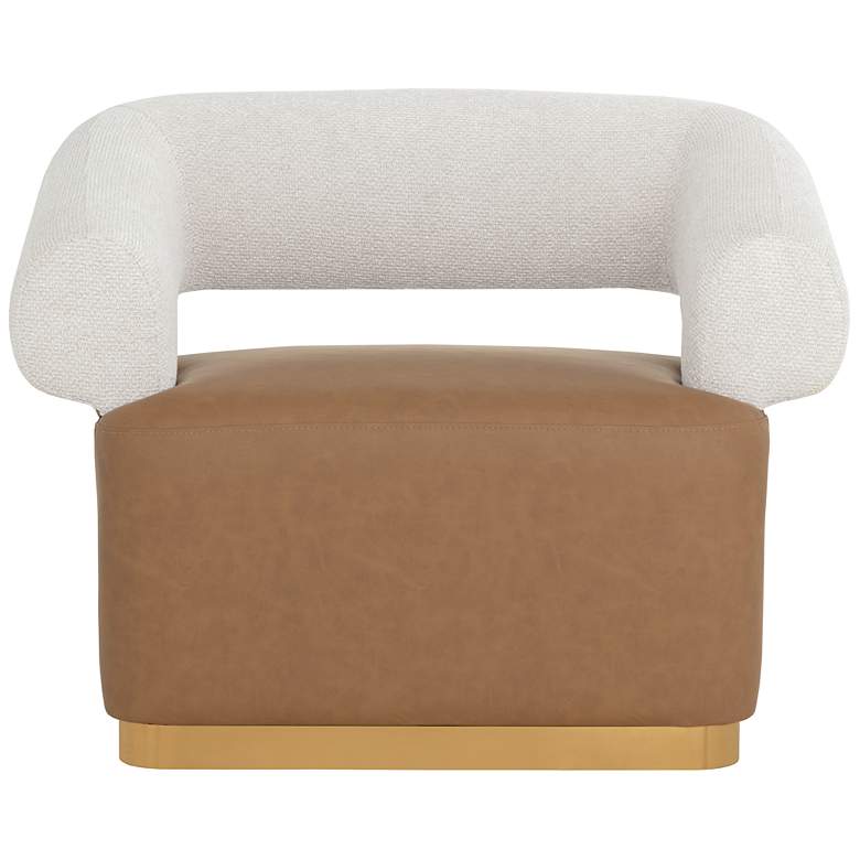 Image 2 Sunpan Aggie Swivel Lounge Chair Milliken Cognac and Rhea Light Barley more views