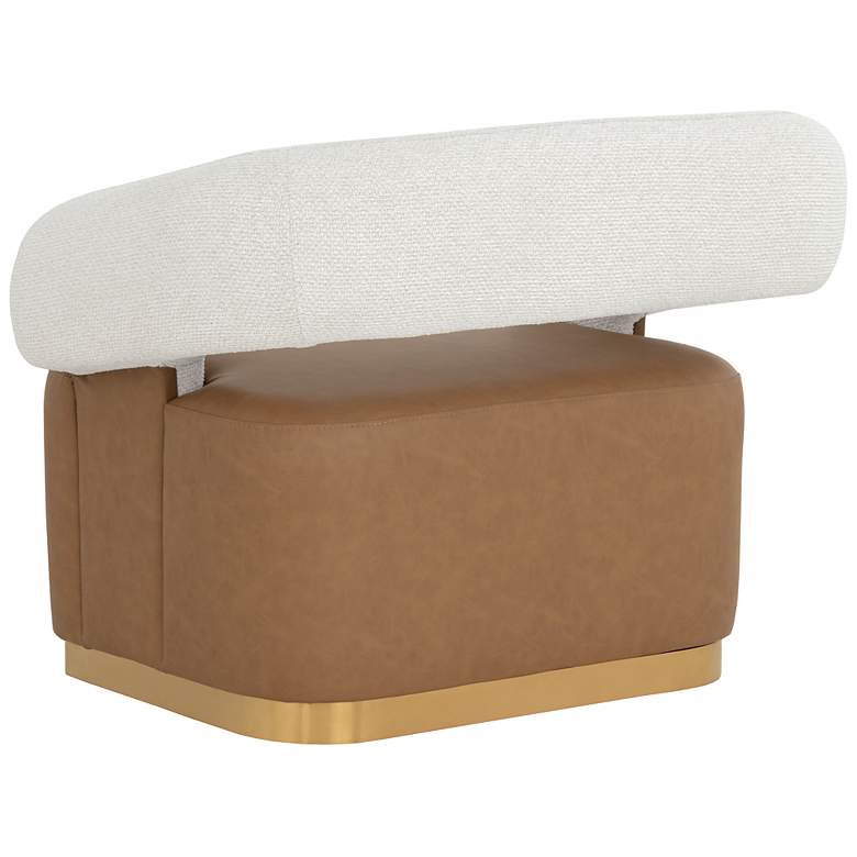 Image 4 Sunpan Aggie Swivel Lounge Chair Milliken Cognac and Rhea Light Barley more views