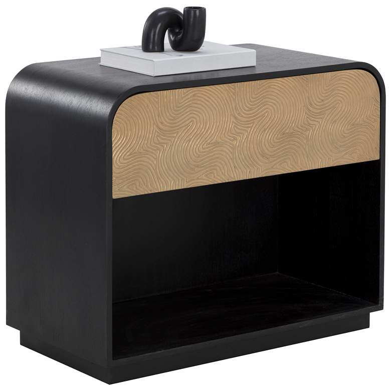 Image 1 Sunpan Algarve Nightstand Black and Champagne Gold