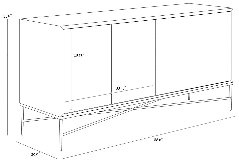Sunpan Algarve Sideboard Black and Champagne Gold