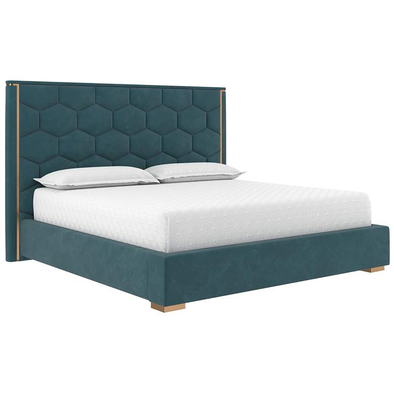 Image 1 Sunpan Alisha Bed King Meg Dusty Teal
