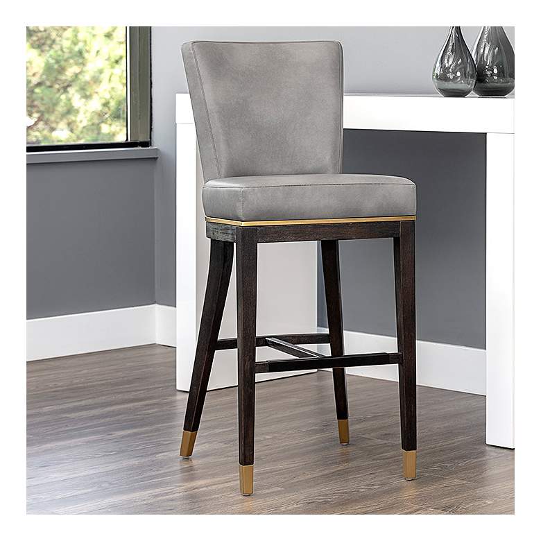 Image 1 Sunpan Alister 31 3/4" High Modern Gray and Gold Bar Height Stool