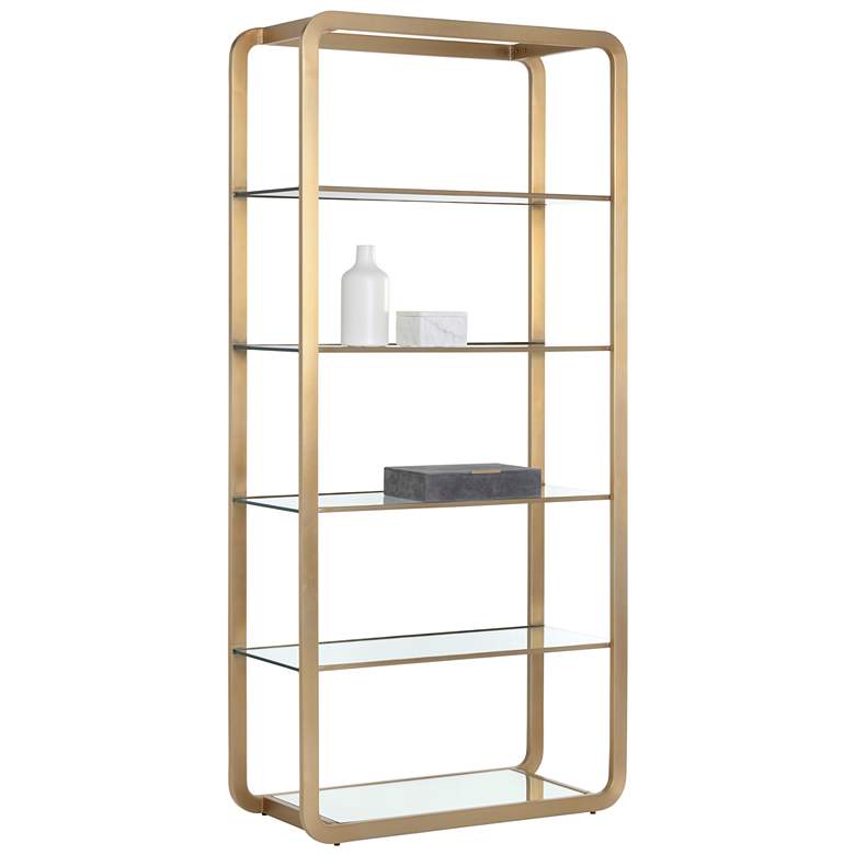 Image 1 Sunpan Ambretta Bookcase Large Gold and Clear