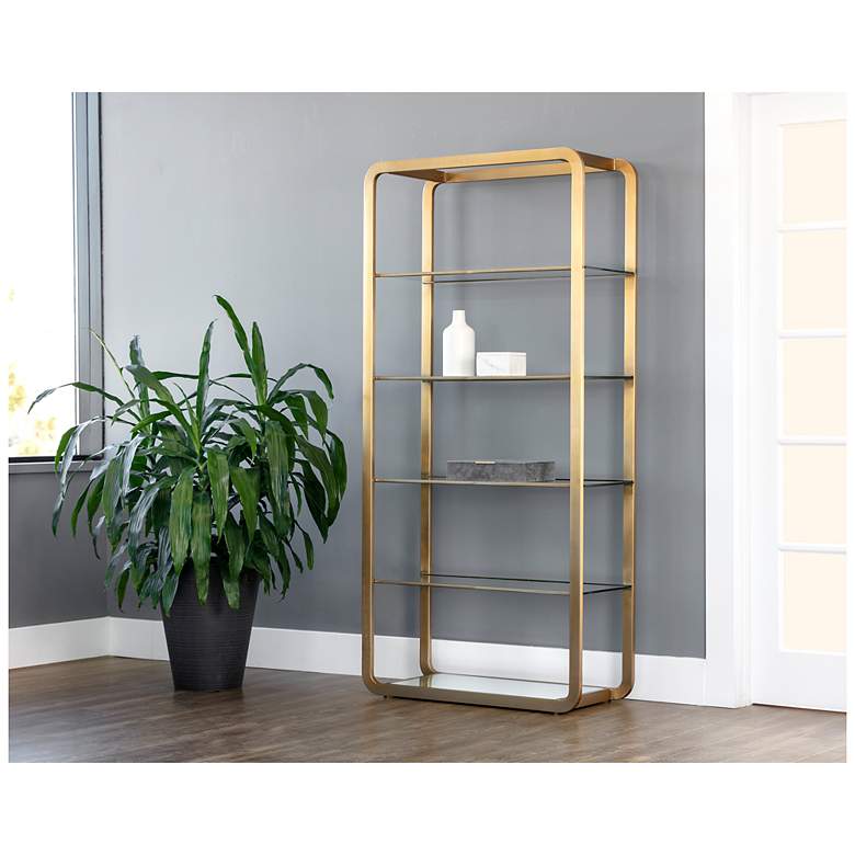 Image 3 Sunpan Ambretta Bookcase Large Gold and Clear more views