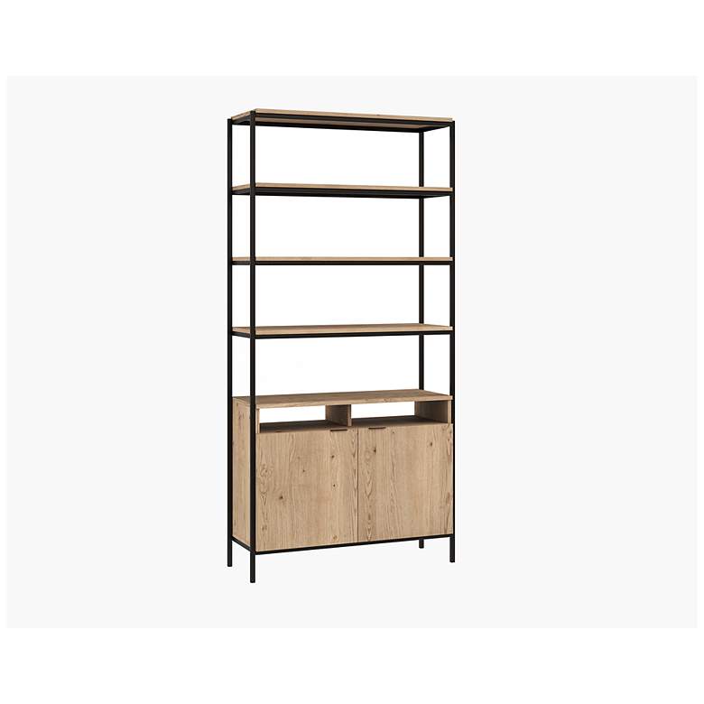 Image 2 Sunpan Ambrose Modular Bookcase Large Rustic Oak Black more views