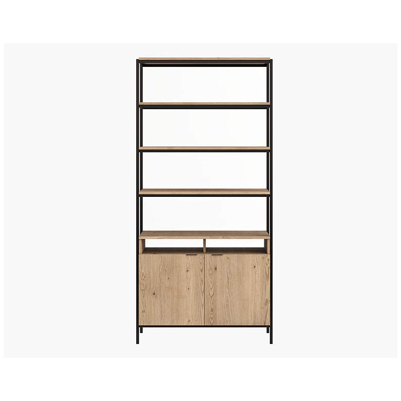 Image 3 Sunpan Ambrose Modular Bookcase Large Rustic Oak Black more views