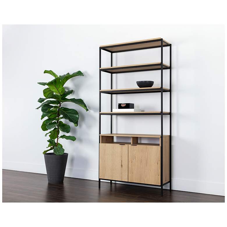 Image 6 Sunpan Ambrose Modular Bookcase Large Rustic Oak Black more views