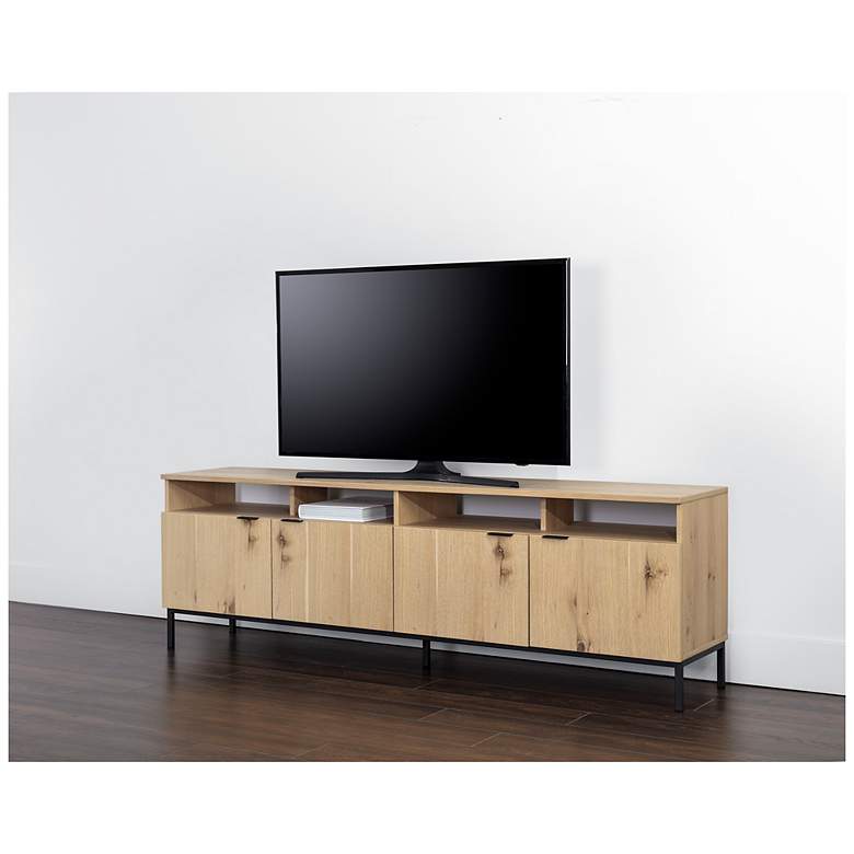 Image 5 Sunpan Ambrose Modular Media Console And Cabinet Rustic Oak Black more views