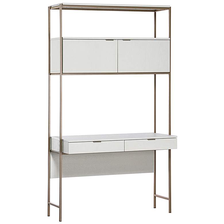 Image 2 Sunpan Ambrose Modular Wall Desk Champagne Gold Cream more views