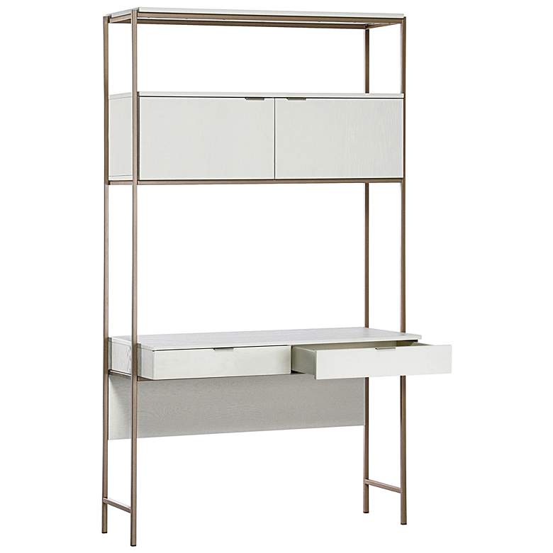 Image 3 Sunpan Ambrose Modular Wall Desk Champagne Gold Cream more views
