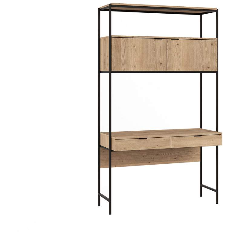 Image 1 Sunpan Ambrose Modular Wall Desk Rustic Oak Black
