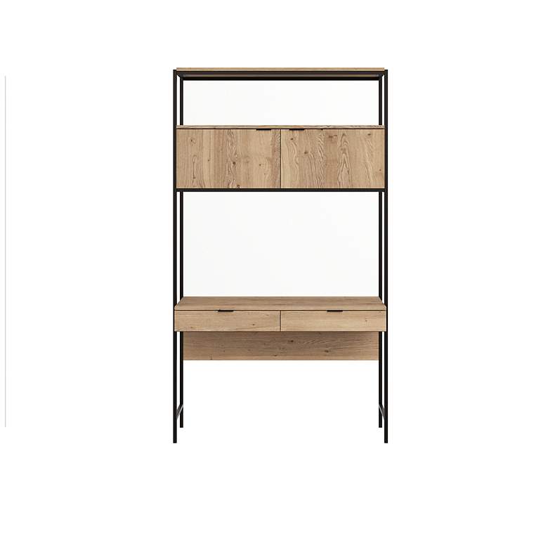 Image 2 Sunpan Ambrose Modular Wall Desk Rustic Oak Black more views