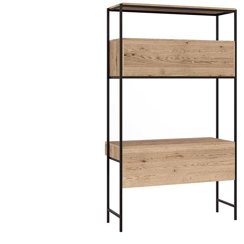 Image 4 Sunpan Ambrose Modular Wall Desk Rustic Oak Black more views