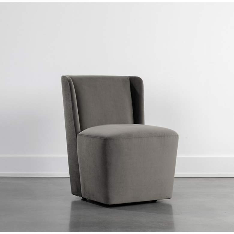 Image 1 Sunpan Amita Wheeled Dining Chair Piccolo Pebble