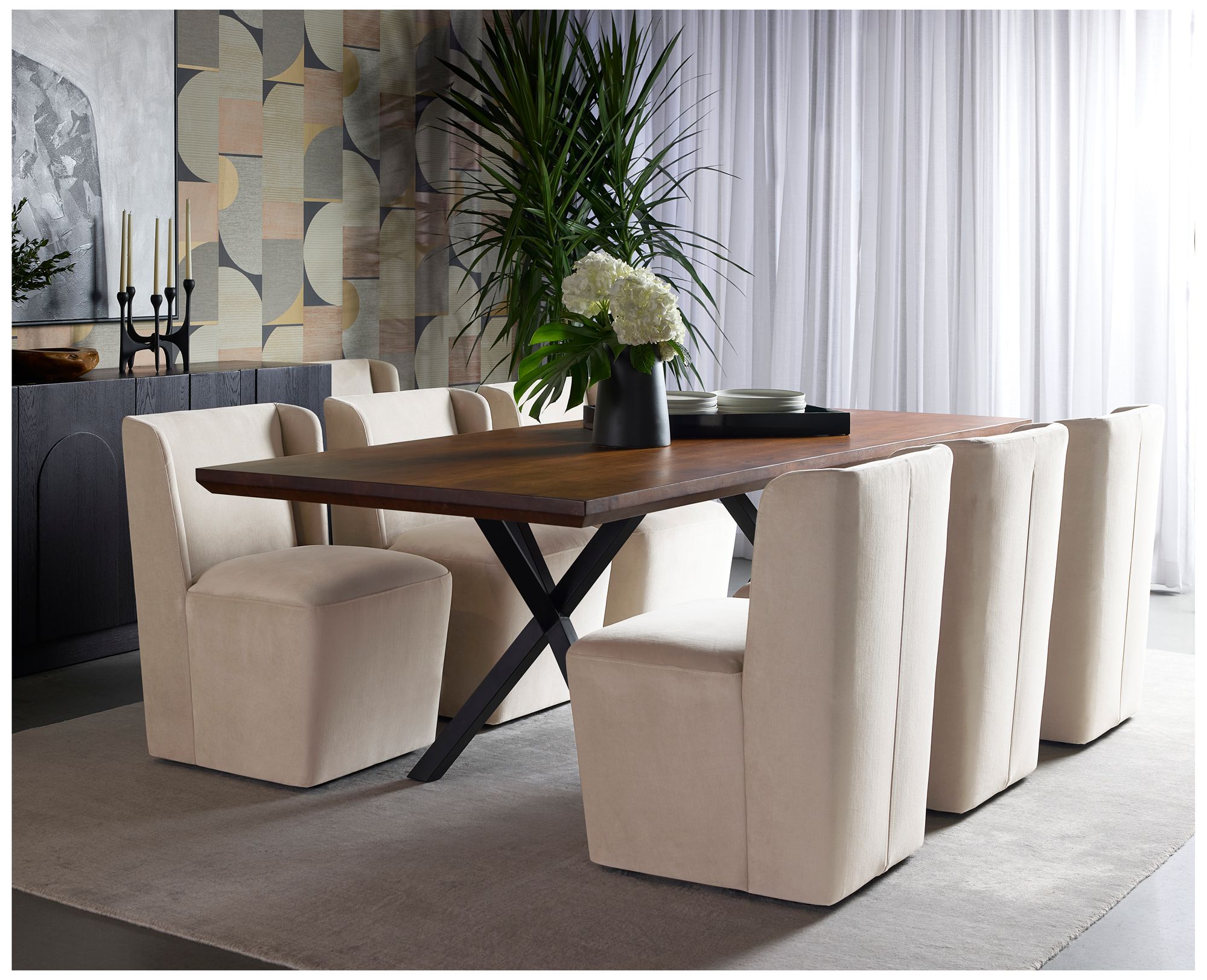 Sunpan Amita Wheeled Dining Chair Piccolo Prosecco